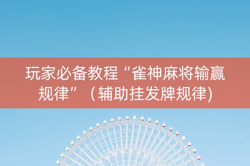 玩家必备教程“雀神麻将输赢规律”（辅助挂发牌规律)