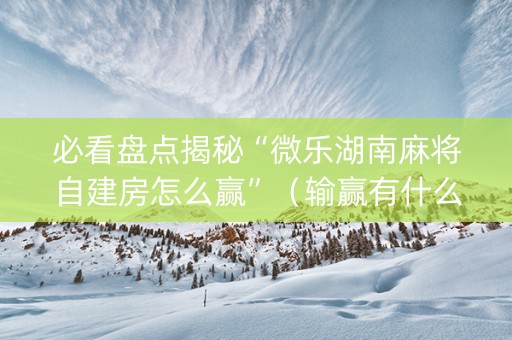必看盘点揭秘“微乐湖南麻将自建房怎么赢”（输赢有什么规律)