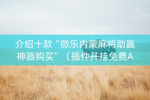 介绍十款“微乐内蒙麻将助赢神器购买”（插件开挂免费AI)
