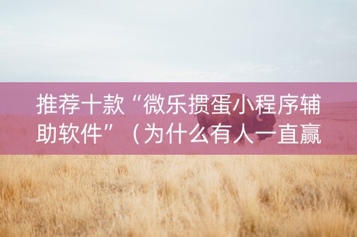 推荐十款“微乐掼蛋小程序辅助软件”（为什么有人一直赢)