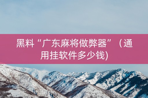 黑料“广东麻将做弊器”（通用挂软件多少钱)