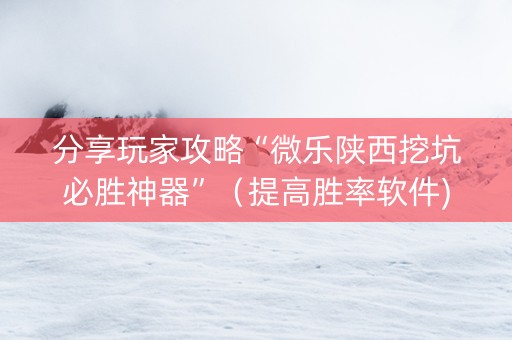 分享玩家攻略“微乐陕西挖坑必胜神器”（提高胜率软件)