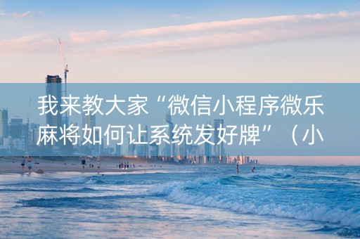 我来教大家“微信小程序微乐麻将如何让系统发好牌”（小程序辅助软件)