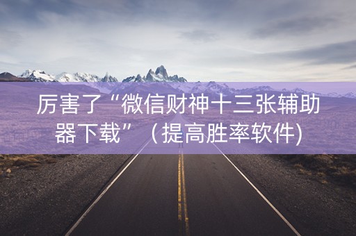厉害了“微信财神十三张辅助器下载”（提高胜率软件)