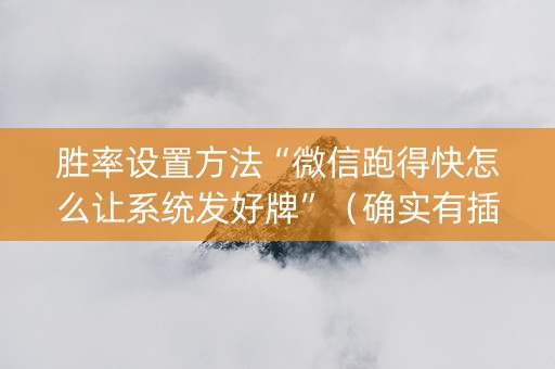 胜率设置方法“微信跑得快怎么让系统发好牌”（确实有插件吗)
