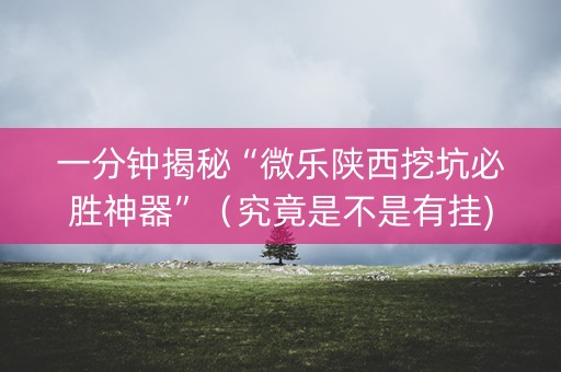 一分钟揭秘“微乐陕西挖坑必胜神器”（究竟是不是有挂)