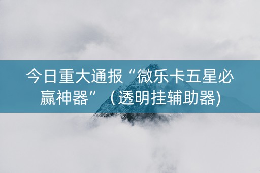今日重大通报“微乐卡五星必赢神器”（透明挂辅助器)