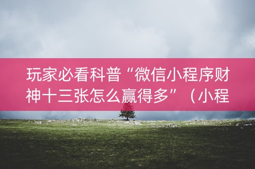 玩家必看科普“微信小程序财神十三张怎么赢得多”（小程序控牌器)
