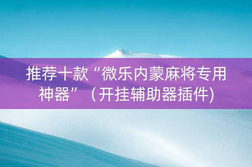 推荐十款“微乐内蒙麻将专用神器”（开挂辅助器插件)