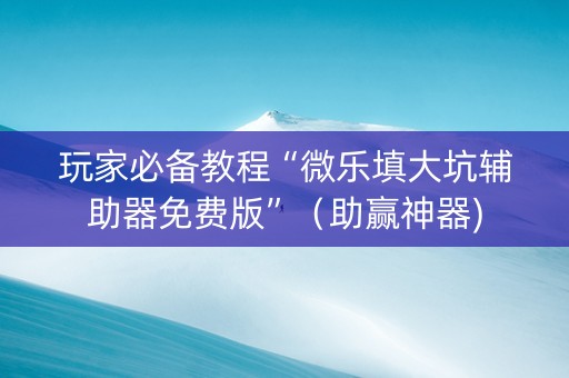玩家必备教程“微乐填大坑辅助器免费版”（助赢神器)