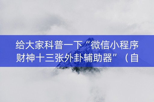给大家科普一下“微信小程序财神十三张外卦辅助器”（自建房怎么赢)