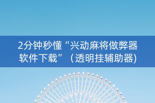2分钟秒懂“兴动麻将做弊器软件下载”（透明挂辅助器)