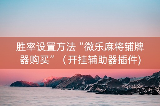 胜率设置方法“微乐麻将铺牌器购买”（开挂辅助器插件)