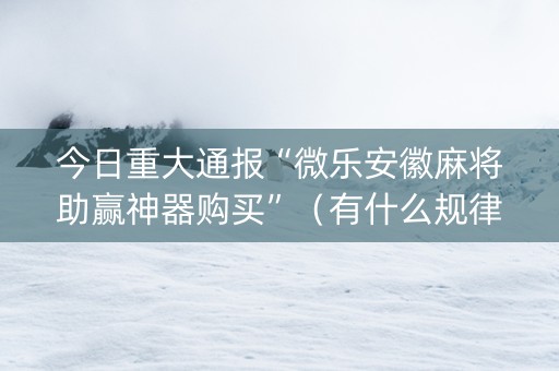 今日重大通报“微乐安徽麻将助赢神器购买”（有什么规律)