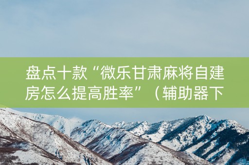盘点十款“微乐甘肃麻将自建房怎么提高胜率”（辅助器下载)