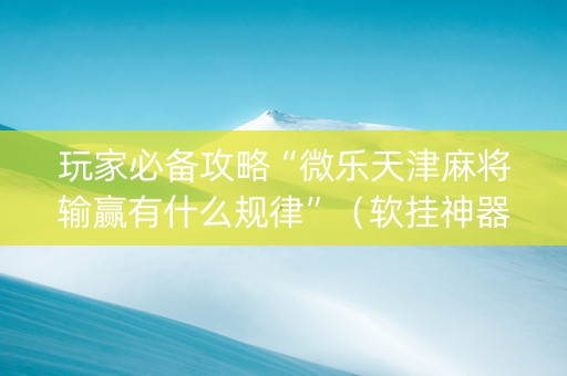玩家必备攻略“微乐天津麻将输赢有什么规律”（软挂神器)