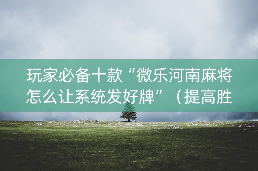 玩家必备十款“微乐河南麻将怎么让系统发好牌”（提高胜率软件)