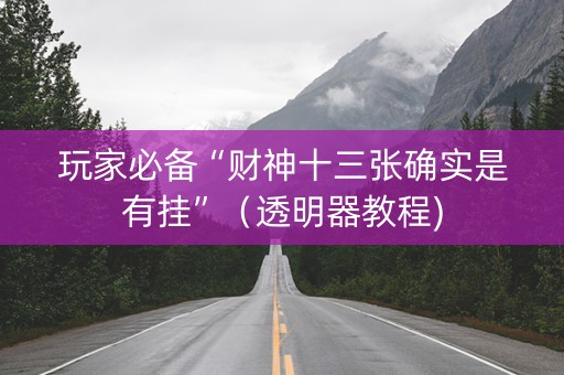 玩家必备“财神十三张确实是有挂”（透明器教程)