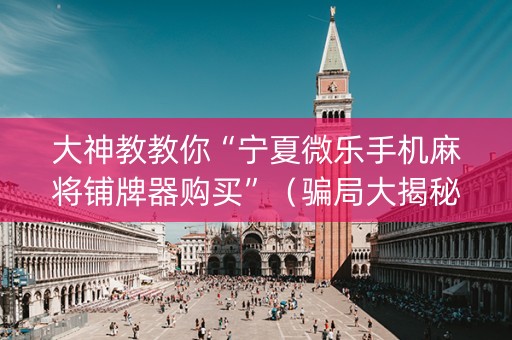 大神教教你“宁夏微乐手机麻将铺牌器购买”（骗局大揭秘)