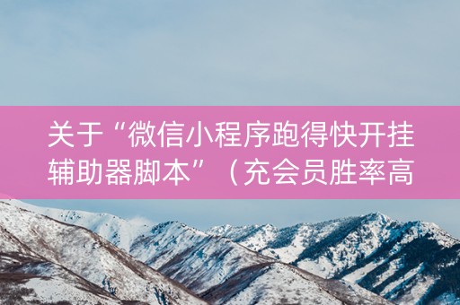 关于“微信小程序跑得快开挂辅助器脚本”（充会员胜率高)
