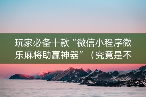 玩家必备十款“微信小程序微乐麻将助赢神器”（究竟是不是有挂)