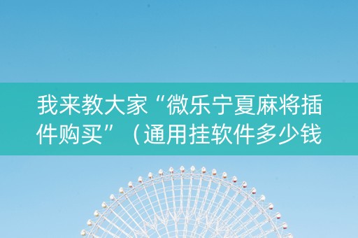 我来教大家“微乐宁夏麻将插件购买”（通用挂软件多少钱)