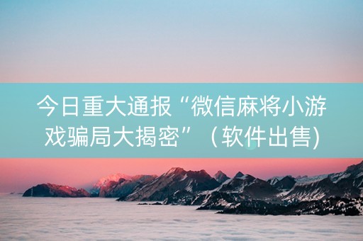 今日重大通报“微信麻将小游戏骗局大揭密”（软件出售)