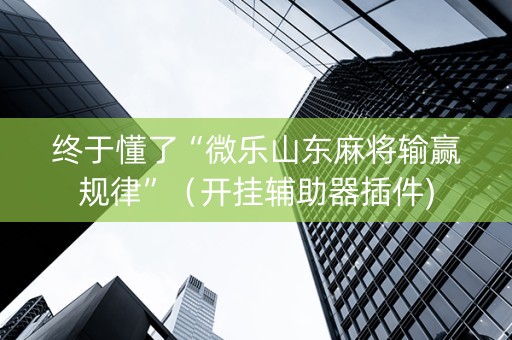 终于懂了“微乐山东麻将输赢规律”（开挂辅助器插件)