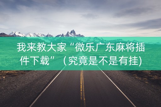 我来教大家“微乐广东麻将插件下载”（究竟是不是有挂)