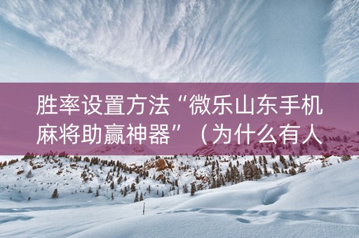 胜率设置方法“微乐山东手机麻将助赢神器”（为什么有人一直赢)