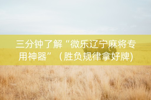 三分钟了解“微乐辽宁麻将专用神器”（胜负规律拿好牌)