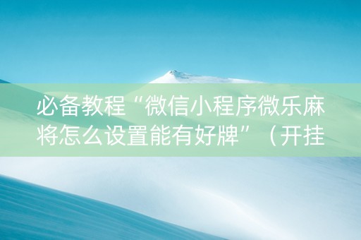 必备教程“微信小程序微乐麻将怎么设置能有好牌”（开挂辅助插件)