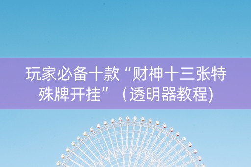 玩家必备十款“财神十三张特殊牌开挂”（透明器教程)