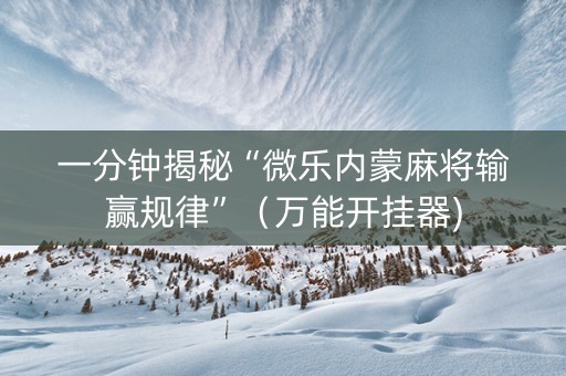 一分钟揭秘“微乐内蒙麻将输赢规律”（万能开挂器)