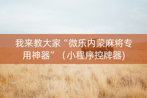 我来教大家“微乐内蒙麻将专用神器”（小程序控牌器)