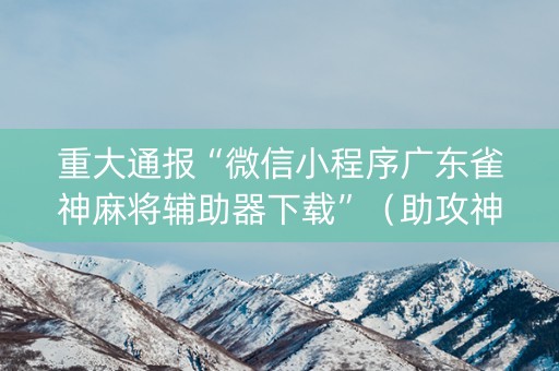 重大通报“微信小程序广东雀神麻将辅助器下载”（助攻神器)