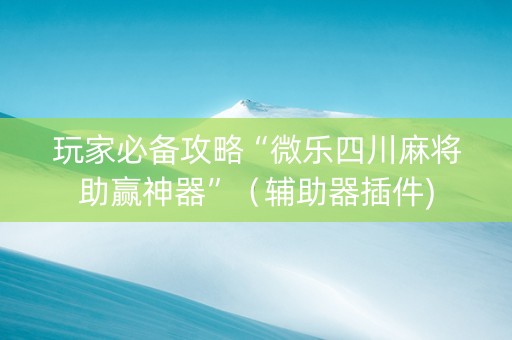 玩家必备攻略“微乐四川麻将助赢神器”（辅助器插件)