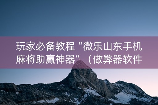 玩家必备教程“微乐山东手机麻将助赢神器”（做弊器软件下载)