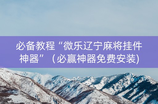 必备教程“微乐辽宁麻将挂件神器”（必赢神器免费安装)