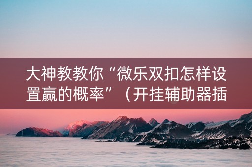 大神教教你“微乐双扣怎样设置赢的概率”（开挂辅助器插件)