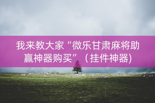 我来教大家“微乐甘肃麻将助赢神器购买”（挂件神器)