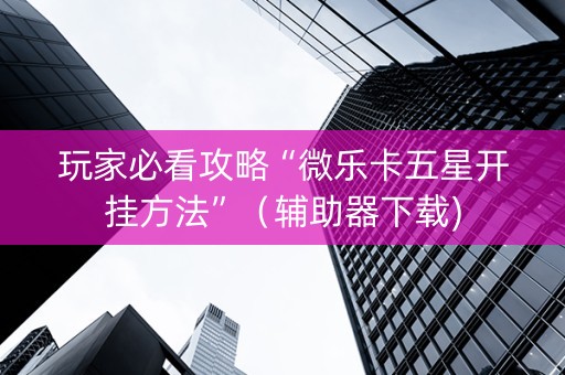 玩家必看攻略“微乐卡五星开挂方法”（辅助器下载)