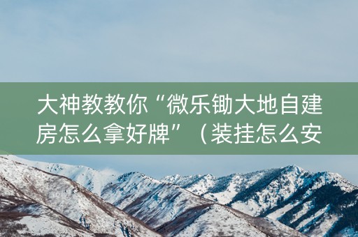 大神教教你“微乐锄大地自建房怎么拿好牌”（装挂怎么安装)
