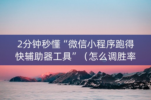 2分钟秒懂“微信小程序跑得快辅助器工具”（怎么调胜率)