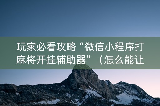 玩家必看攻略“微信小程序打麻将开挂辅助器”（怎么能让牌好一点)