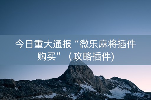 今日重大通报“微乐麻将插件购买”（攻略插件)