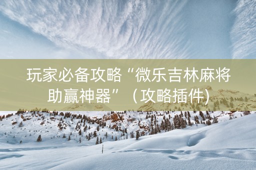 玩家必备攻略“微乐吉林麻将助赢神器”（攻略插件)