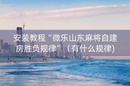 安装教程“微乐山东麻将自建房胜负规律”（有什么规律)