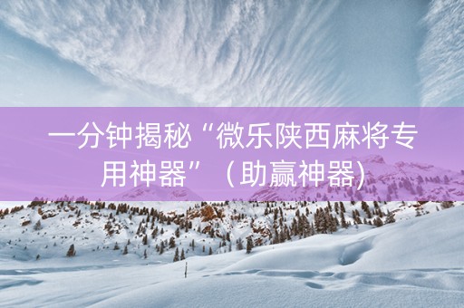一分钟揭秘“微乐陕西麻将专用神器”（助赢神器)
