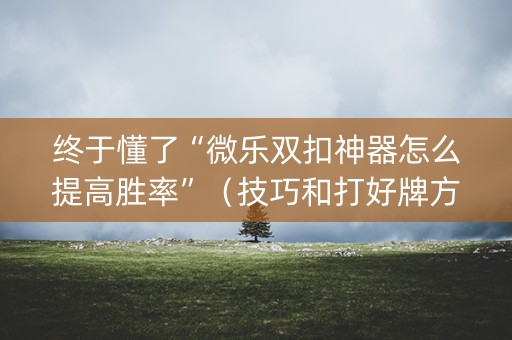 终于懂了“微乐双扣神器怎么提高胜率”（技巧和打好牌方法)